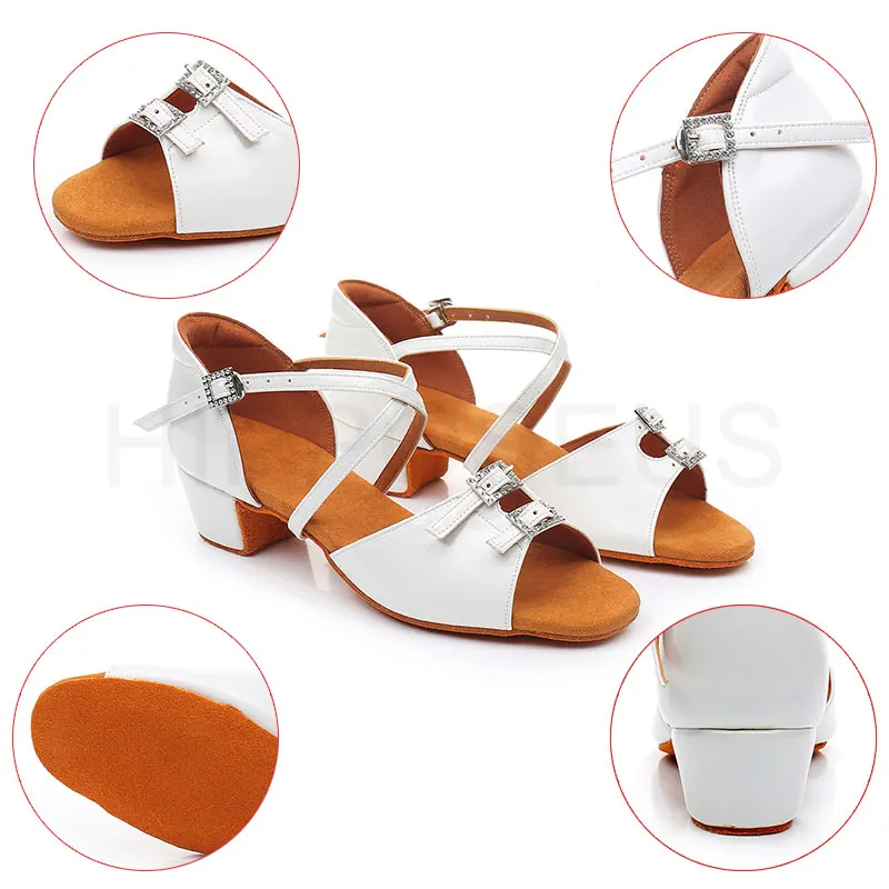 HROYL Girls Dance-Shoes BowTie Ballroom Latin Dance Shoes Women Ladies Modern Tango Jazz Dance Shoes Salsa Practice Sandals