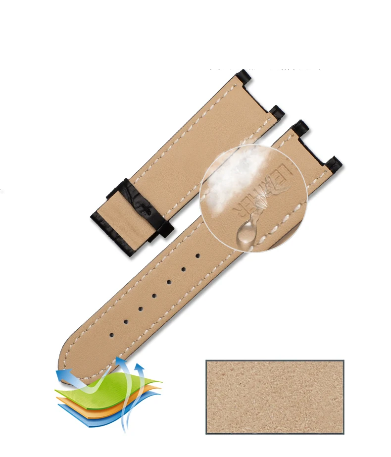 Slub pattern notch leather watch strap suitable for GC  gu-ess  Pasha male bracelet 20 22mm notch end watc h band