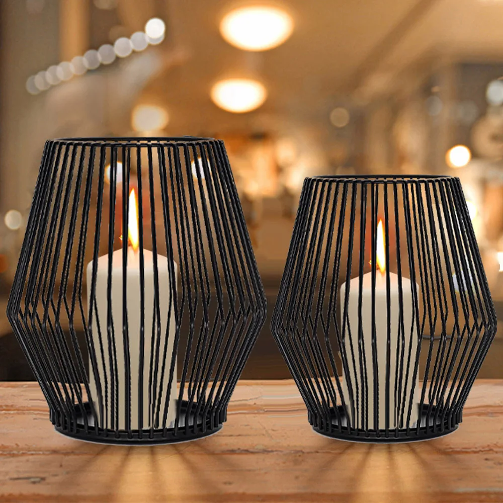 

Black Metal Wire Tea Light Candle Holder Vintage Decorative Candle Stand for Indoor Outdoor Events Parties Wedding Decorations