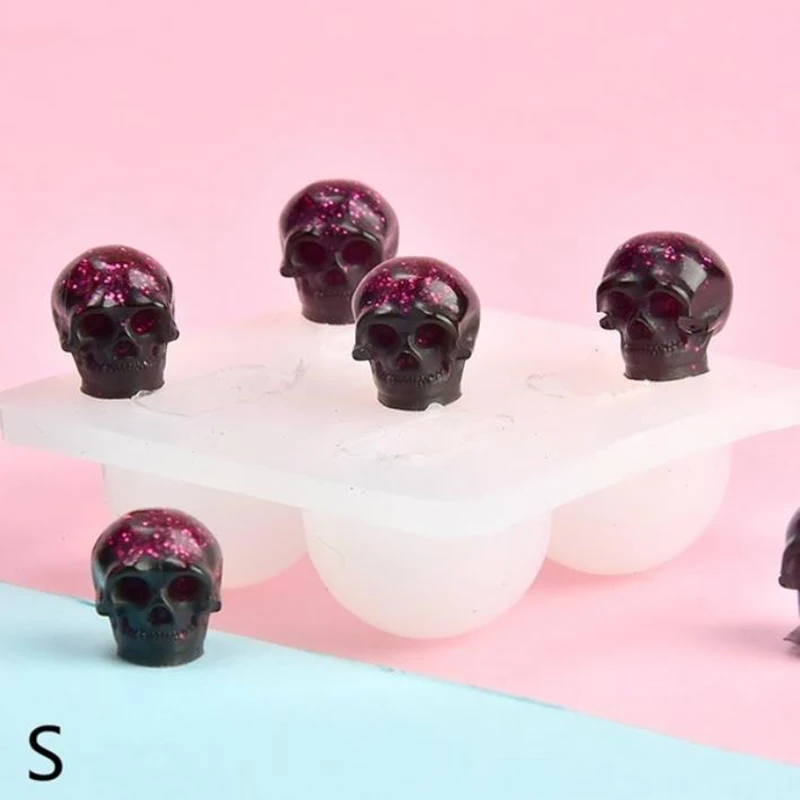 

Силиконовая 3D форма в виде черепа, эпоксидная смола, «сделай сам», ювелирные изделия на тему Хэллоуина, инструмент для изготовления льда, ку...