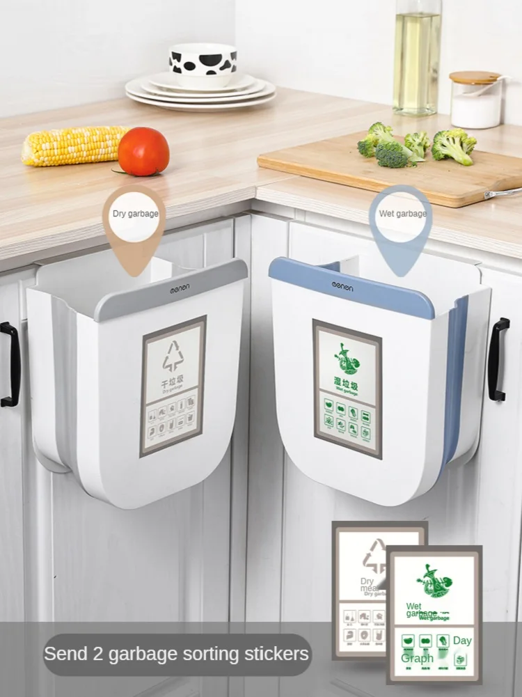 

Portable Folding Trash Can Kitchen Cabinet Door Hanging Trash Can Bathroom Toilet Car Waste Storage Garbage Recycling Bin
