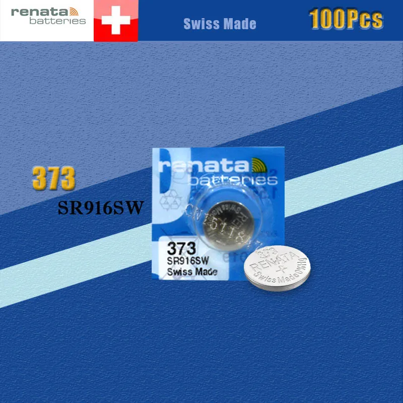 100 Xrenata Серебряная оксидная батарея для часов 373 SR916SW 916 1 55 V 100% оригинальный бренд
