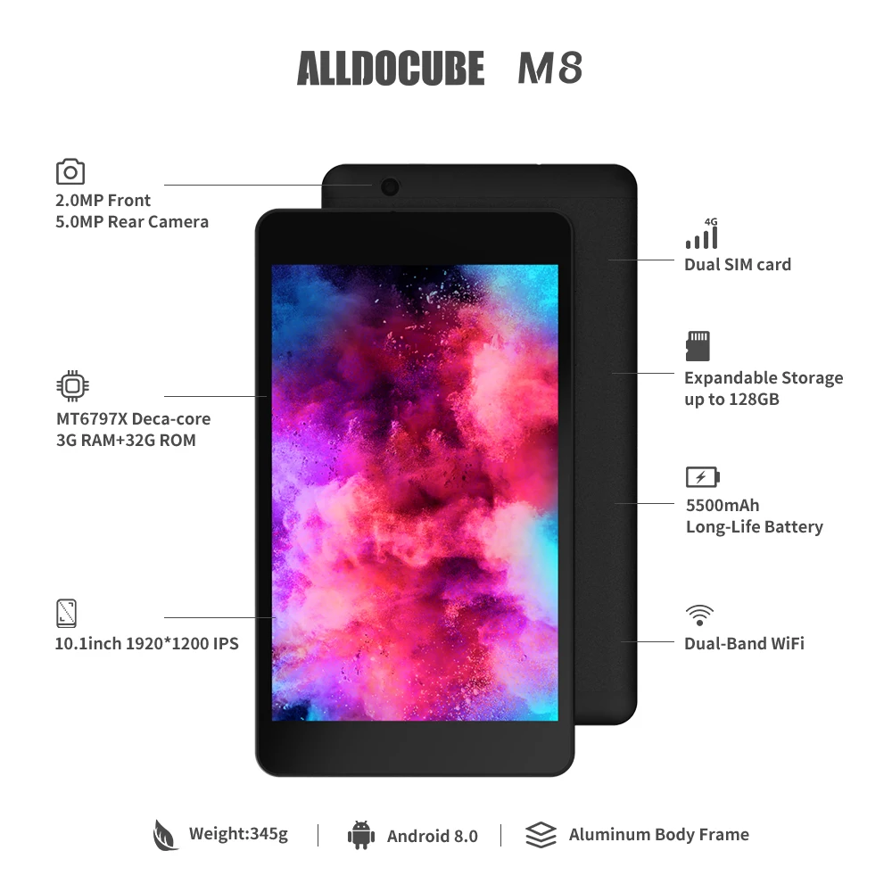 Alldocube M8 MTK X27 10-ядерный 8-дюймовый 4G LTE Wi-Fi планшет Android 8.0 Oreo ОЗУ 3ГБ ПЗУ 32ГБ 1920*1200 IPS