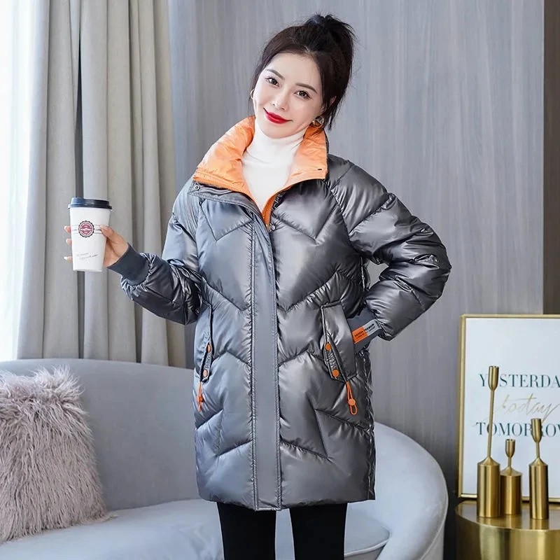

Nice New Women Parkas Loose Winter Jackerts Casual Coats Long Sleeve Straight Cotton Down Padded Jacket Thick Warm Female parka