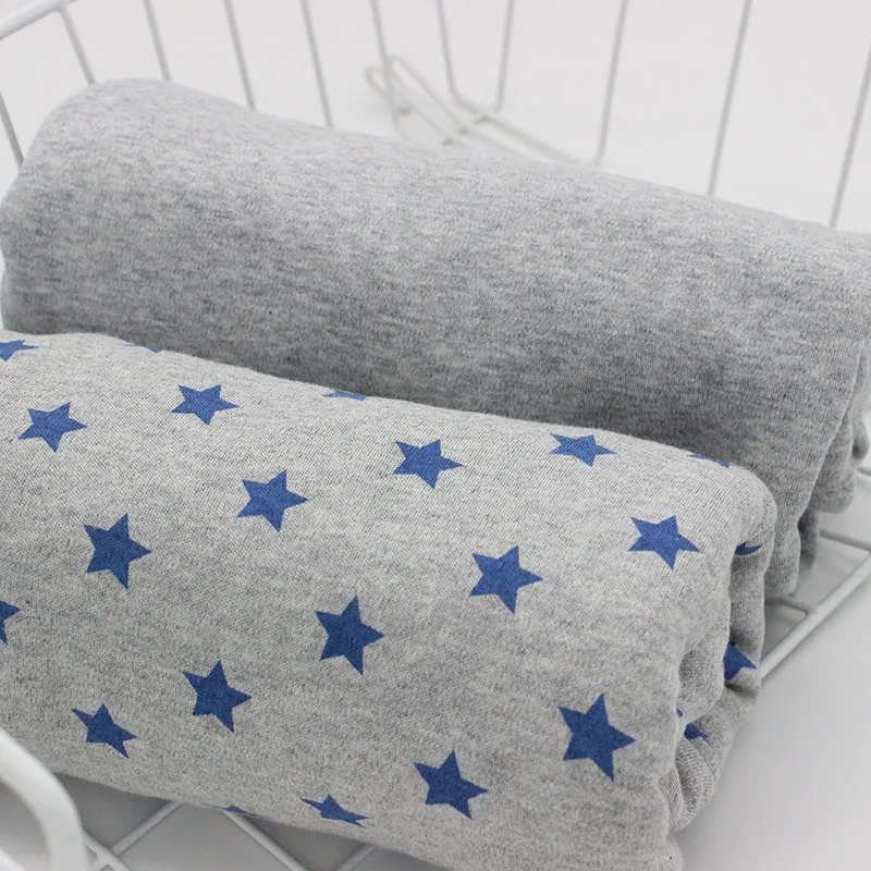 

Новое поступление 170x50 см, принт со звездой хлопковая вязаная трикотажная ткань для DIY одежда для малышей, юбка-брюки, с покрытием, постельное...