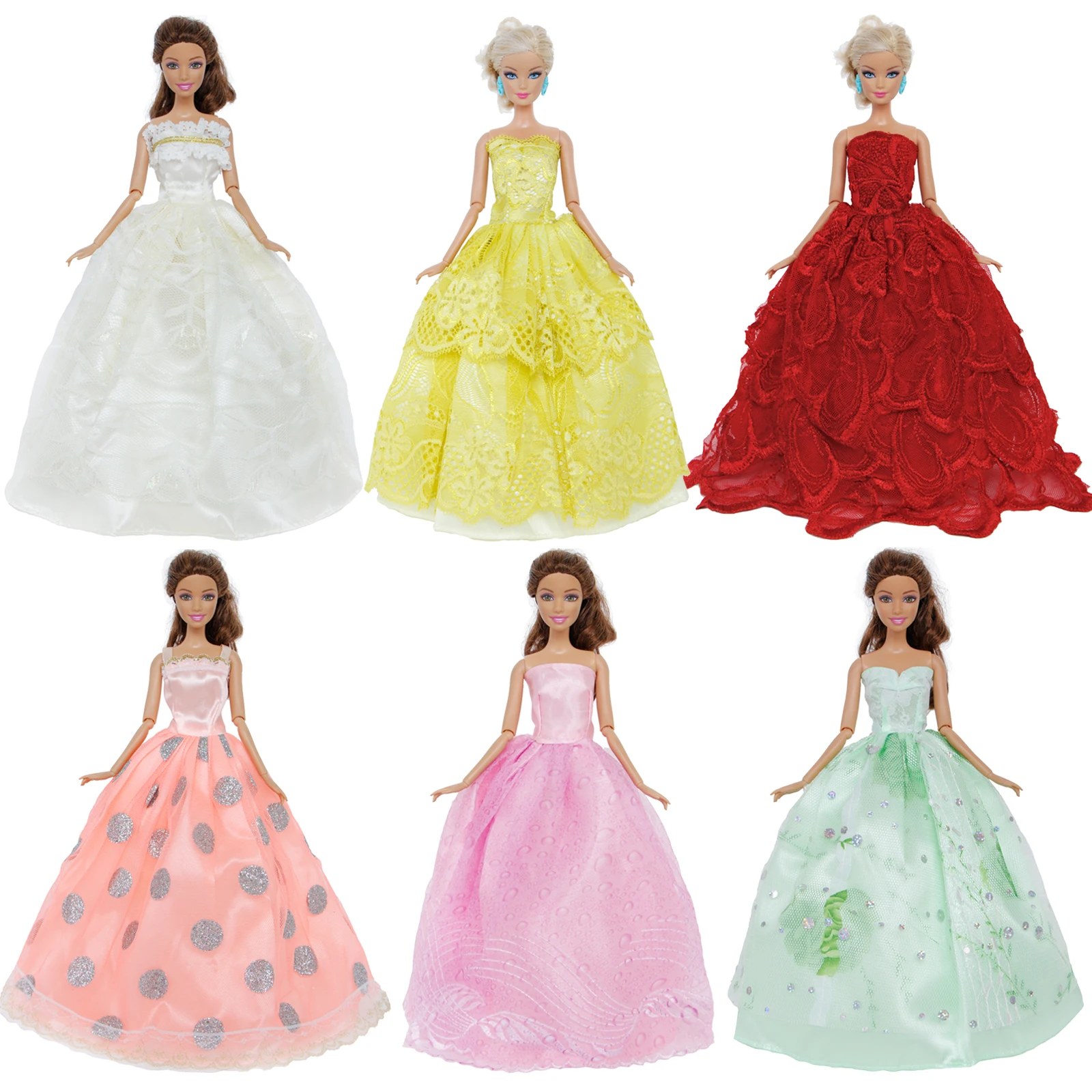 Случайный 37 шт. кукла аксессуары для куклы Барби дома играть 2x длинное платье в