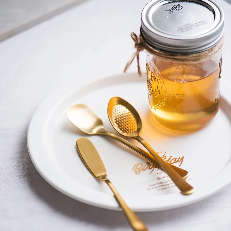 JO LIFE королевская матовая Золотая десертная посуда ложка для фруктов