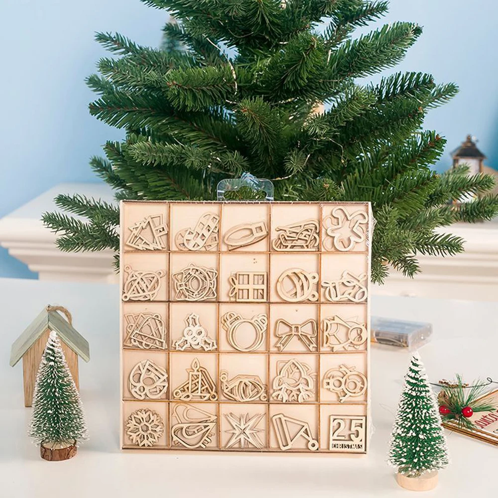 125 шт. DIY из натурального дерева чип Рождественская елка подвесная подвеска с