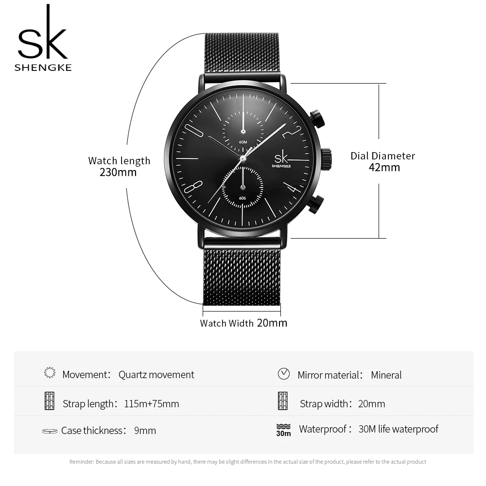 Часы Shengke мужские деловые Модные кварцевые наручные с кожаным ремешком|Кварцевые