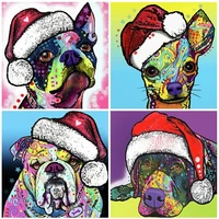 5d diy poured glue diamond painting kits scalloped edge dog full round drill picture embroidery animal christmas home decoration