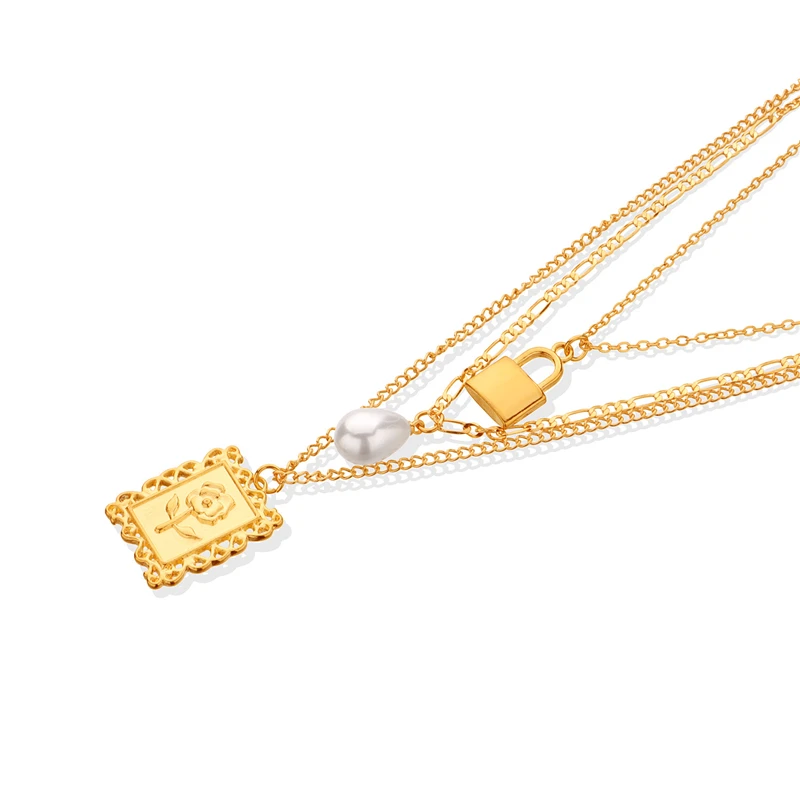 Женское многослойное ожерелье с жемчугом Bacolod в стиле панк Новое поступление