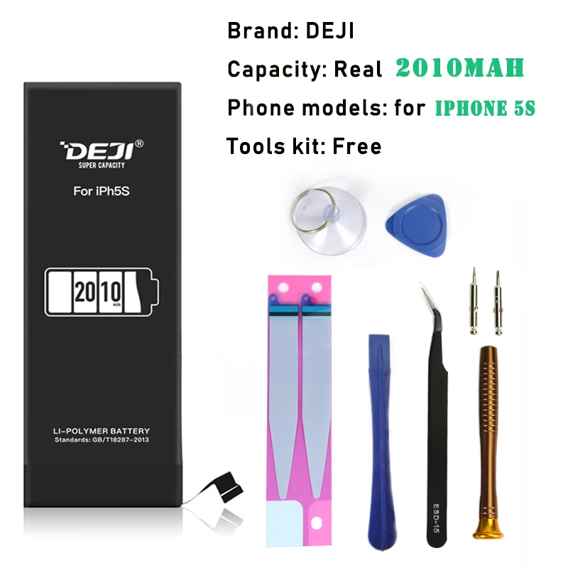 battery for iph5s DEJI для iPhone 5S 5 se литий-полимерный внутренний аккумулятор для сотового телефона большой емкости 2010 мАч Сменные Аккумуляторы - Цвет: battery for iph5s