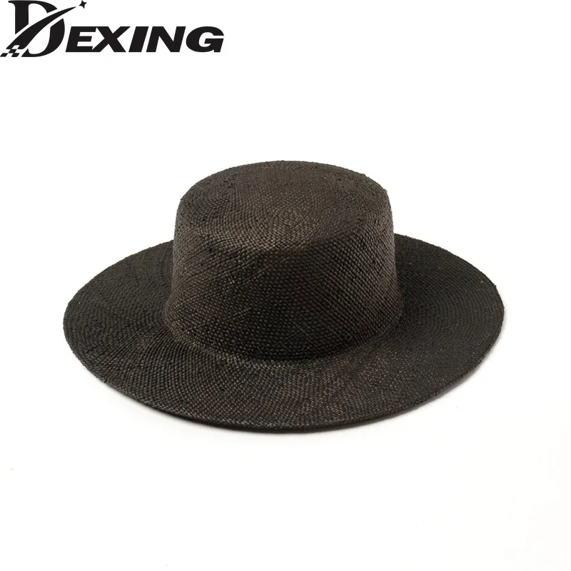 

European spring summer simple light-body dyeing treasure grass flat-top straw hat outdoor sunscreen beach big brim straw hat