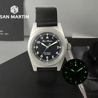 san martin mens watch pilot vintage military 38mm yn55 mens automatic mechanical watches c3 luminous 20bar waterproof watches