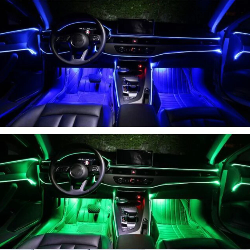 

Sound Remote Control Flexible RGB EL Wire LED Strip Light Car Atmosphere Lamp Ambient Lamp Light Car Auto Decorative Light