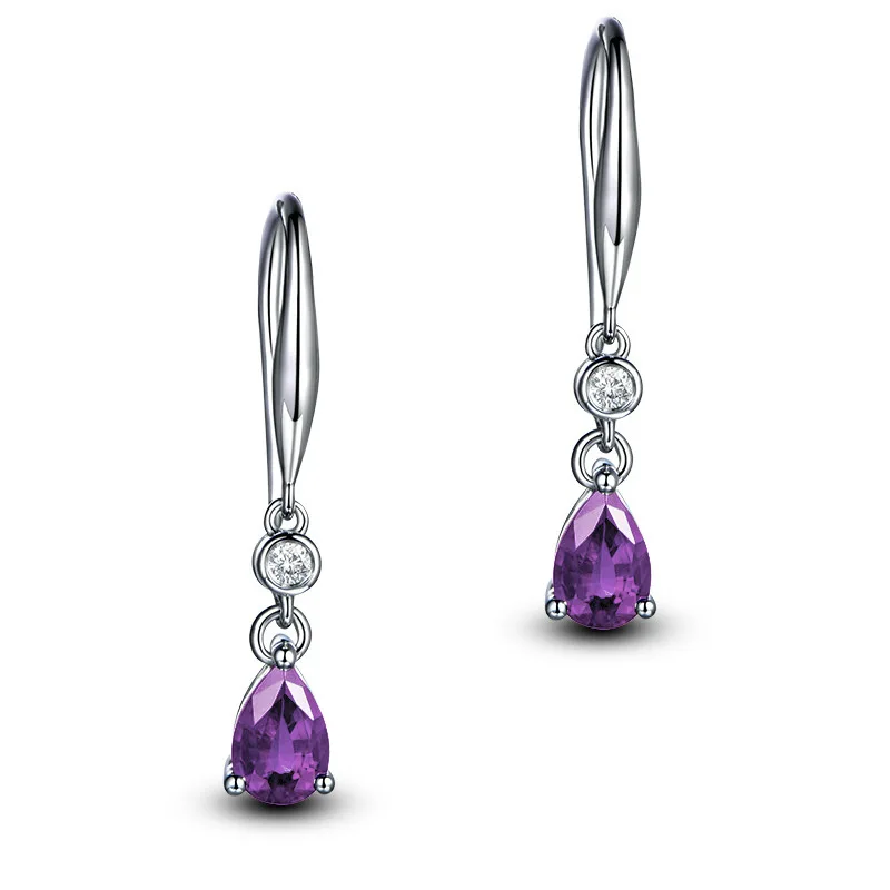 Bague Ringen серебряные 925 ювелирные изделия серьги Сапфир Сивер корейские серьги ювелирные изделия фиолетовый/синий/желтый цвет вечерние подарки для свиданий