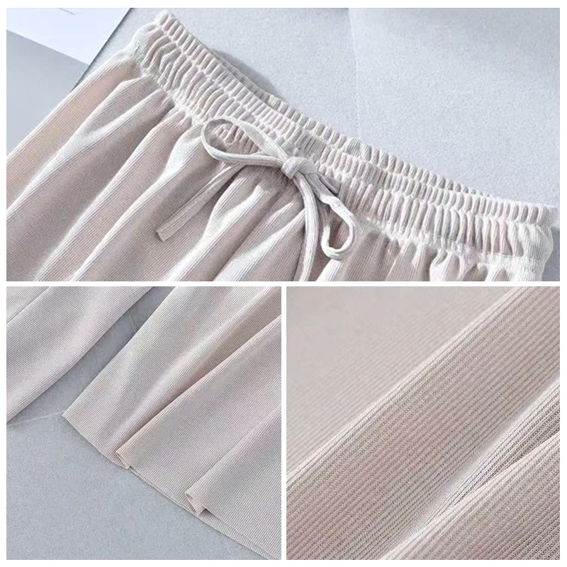 

LUXUV Sweatpants Women's Clothing Stripes Trousers Wide Leg Sport Pants Sets Ladies Streetwear Harajuku Elastic Yoga Jogging
