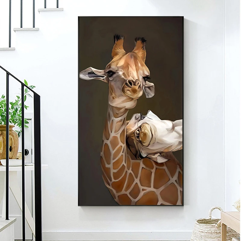 RELIABLI искусство постер с жирафом животных картины маслом на холсте Wall ART Для