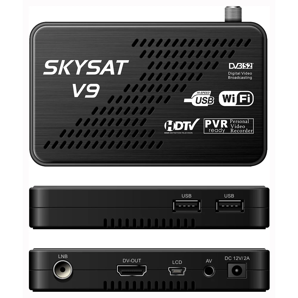 [4 шт.] DVB S2 спутниковый ресивер SKYSAT V9 поддержка Ccamd сервера hd Newcamd WiFi 3G Youtube PVR PowerVu Biss