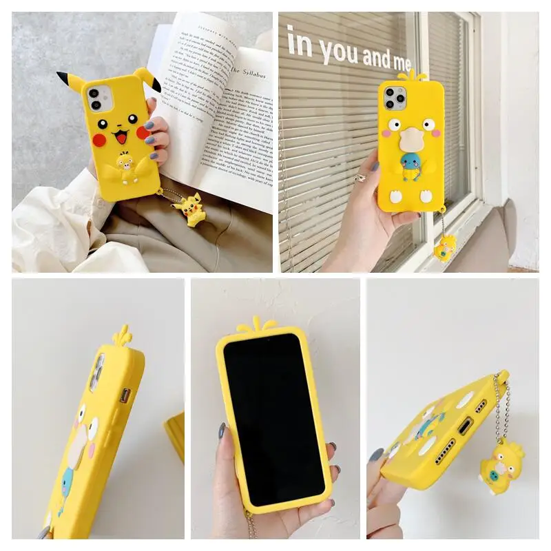 Чехол для телефона в стиле аниме Pokemon Pikachu Psyduck iPhone 11 12 Pro Max 6 7 8 plus XR X XS MAX SE | Женская