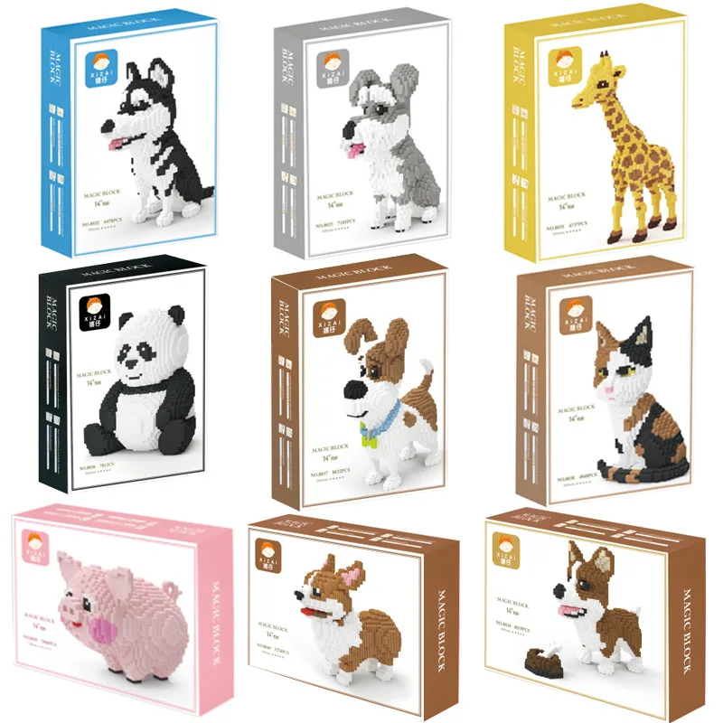 

Cartoon Pets Toy Building Blocks 3D Model Bricks Small Particles Creative Puzzle Assembly Toys For Boys Kids Birthday Gifts