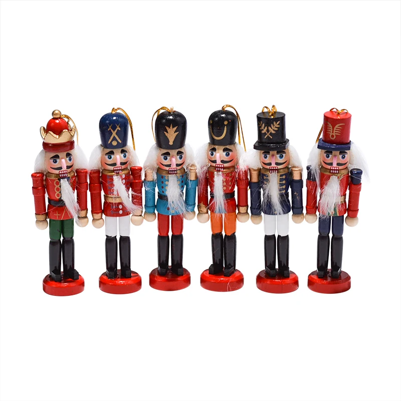 

6Pcs Wooden Nutcracker Doll Soldier Miniature Figurines Vintage Handcraft Puppet New Year Christmas Ornaments Home Decor