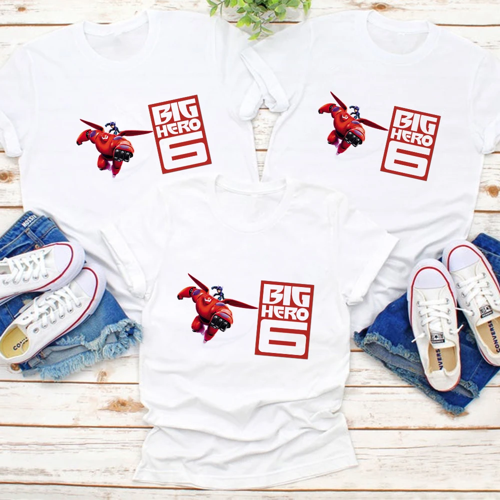 

Disney Y2k Aesthetic Family T-shirt Women Big Hero 6 Harajuku Tee shirt Femme Mother and Daughter Matching Outfits Vetement