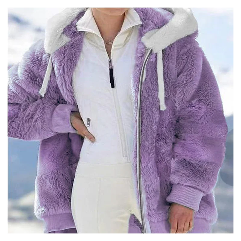 

Женская куртка с капюшоном и карманами на молнии, с длинным рукавом