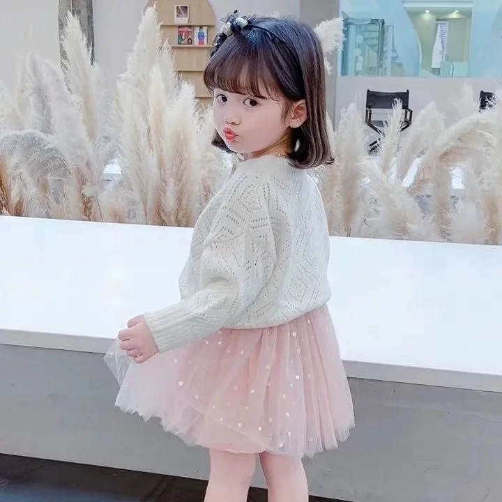 

VIDMID Girls Knitted cardigan spring autumn new style with Korean version baby retro knitted sweater coat P4954
