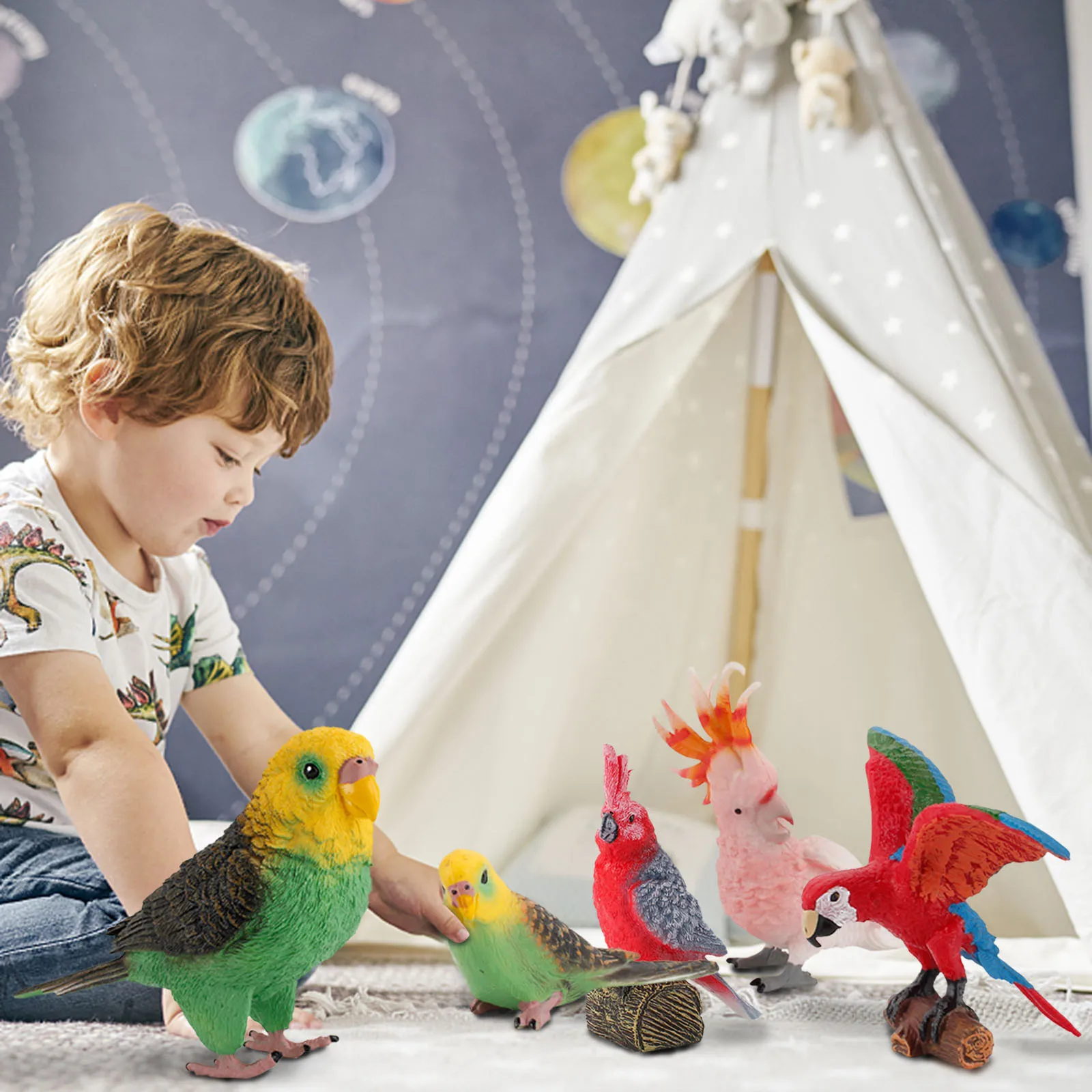 

7pcs Parrot Animal Toys Figurines Home Decorate Preschool Educational Model Toy Gift Toys Animal Figurines Toy Animal Model