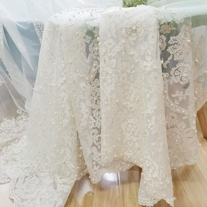 Европа Романтический роскошные шторы для гостиной Нежный белый жемчуг