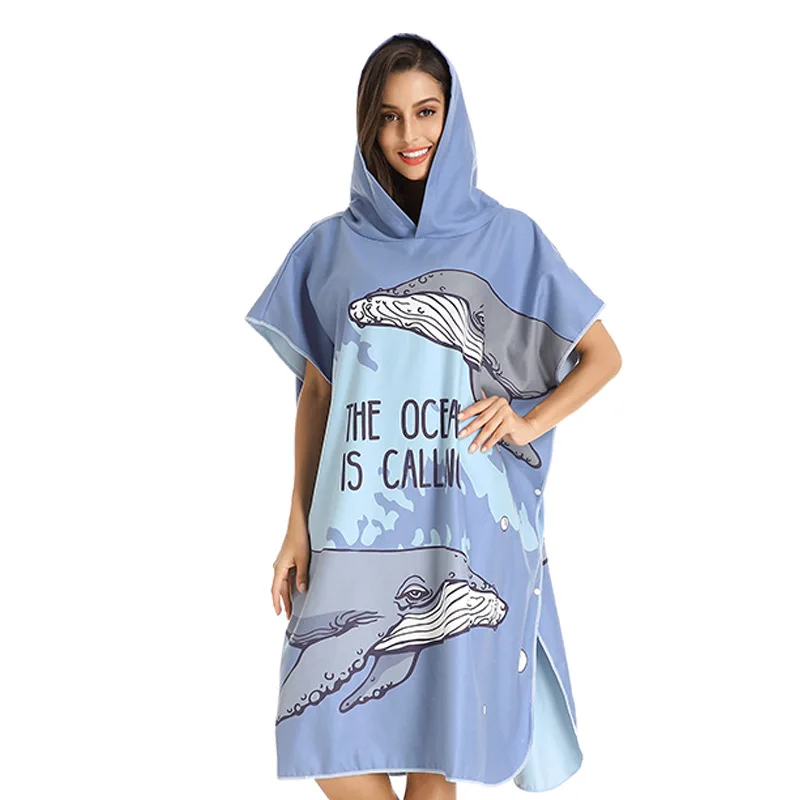

Hooded bath towel quick-drying microfiber poncho beach swimming pool swimming beach towel poncho