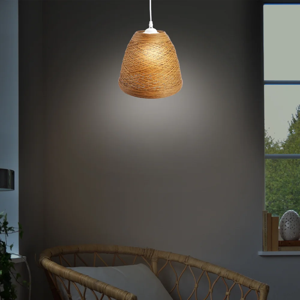 

Idyllic Rattan Woven Pendant Light Creative Ceiling Lamp for Living Room Bar