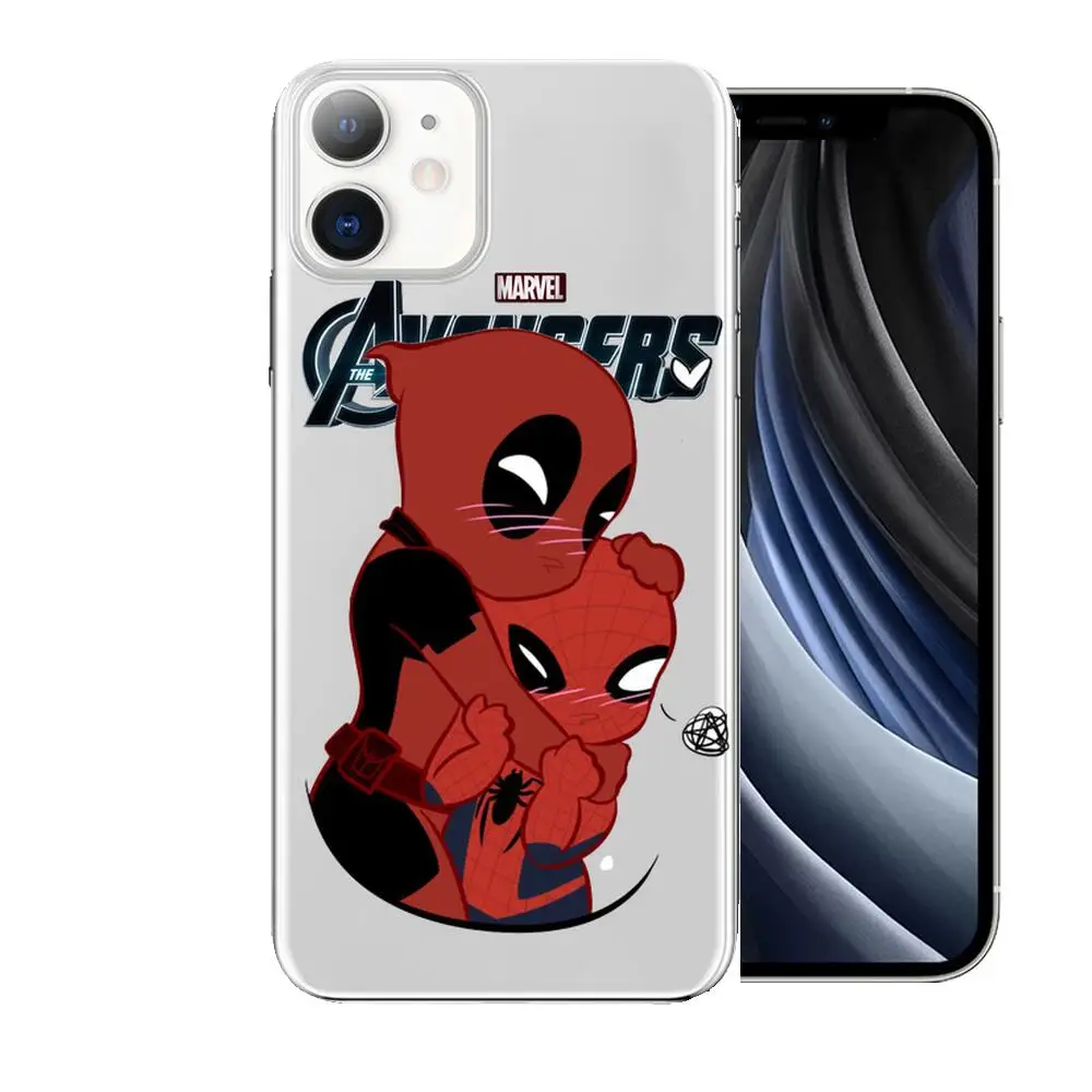 Чехол для телефона в стиле аниме Marvel Человек-паук Дэдпул чехлы iphone 11 pro max 12 8 7 6 s XR