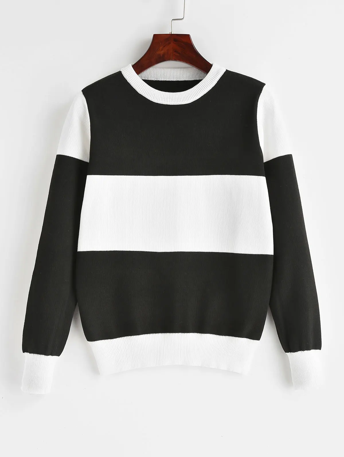 ZAFUL/новый стиль круглый вырез лодочкой контрастные пуловеры Женский пуловер