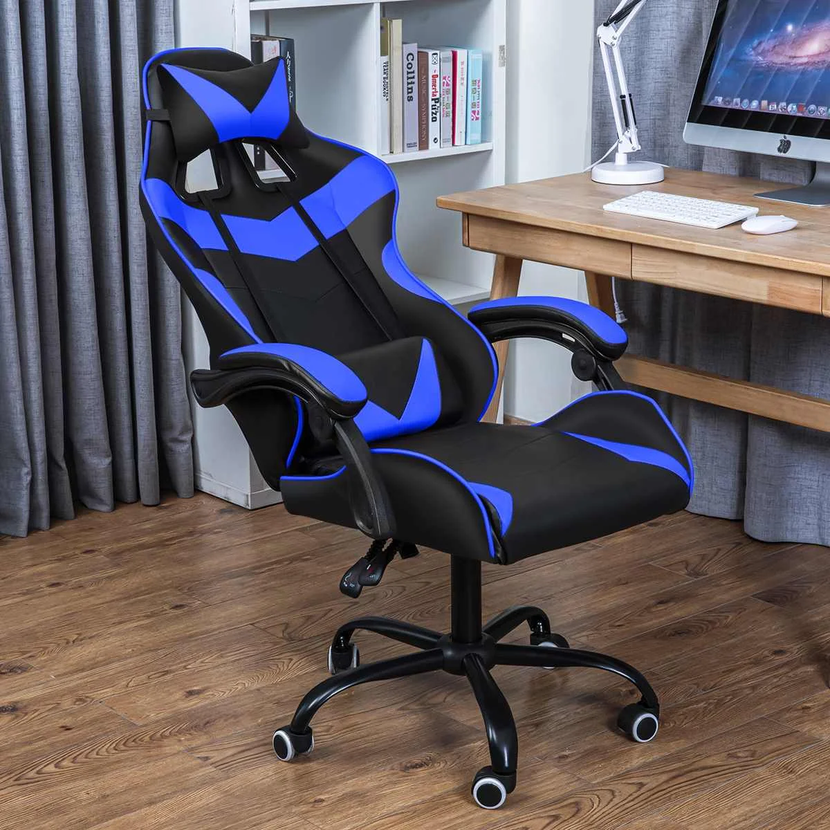 

Офисный игровой стул с подставкой для ног, эргономичные офисные стулья, Регулируемый поворотный кожаный компьютерный стол с высокой спинко...
