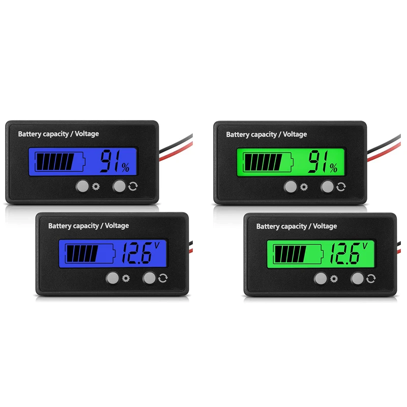 

DC 12V - 84V Battery Meter With Alarm, Battery Capacity Voltage Voltmeter Monitor Lead Acid Lithium Ion Display