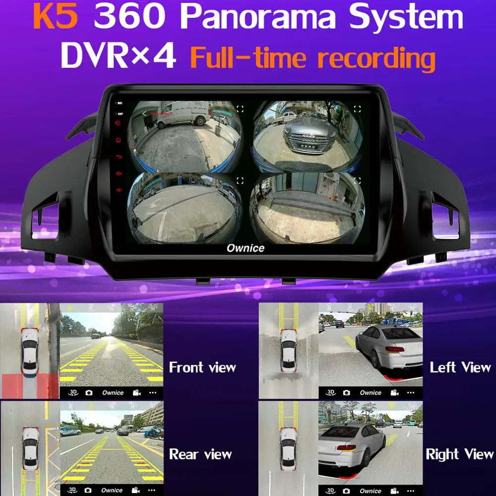 360 ° панорамный 4G SIM WiFi Android 9 0 4 + 64G GPS навигация Радио CarPlay DSP автомобильный
