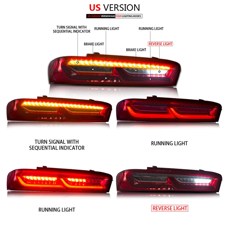 Автомобильный светодиодный задний фонарь для Chevrolet Camaro 2016 2017 2018 6th красный дым