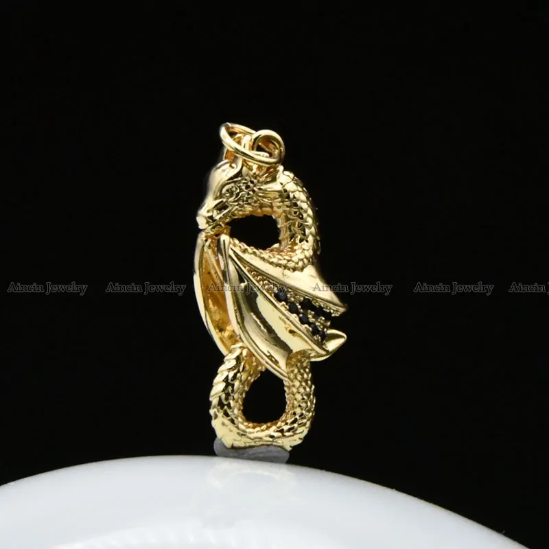 Высокое качество розовое золото серебряное покрытие трехмерный дракон с