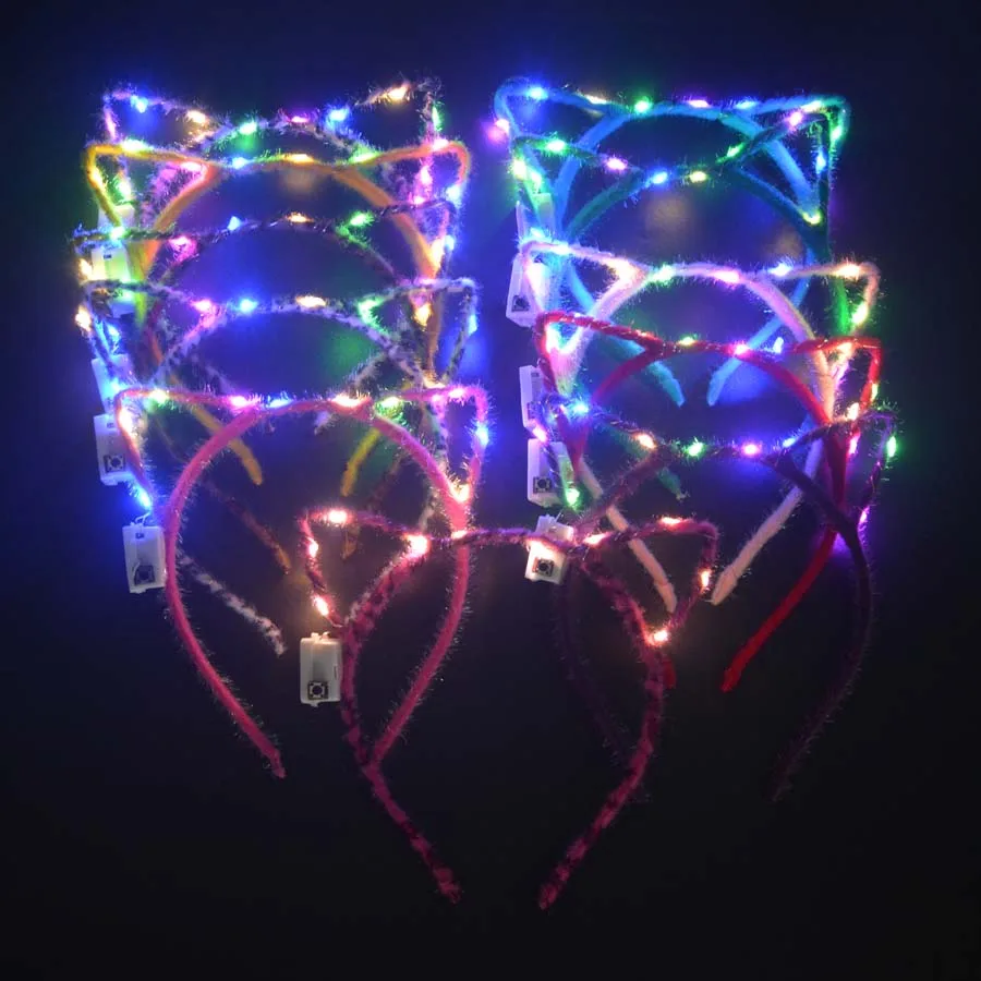 Женский костюм с кошачьими ушками светящаяся повязка на голову со