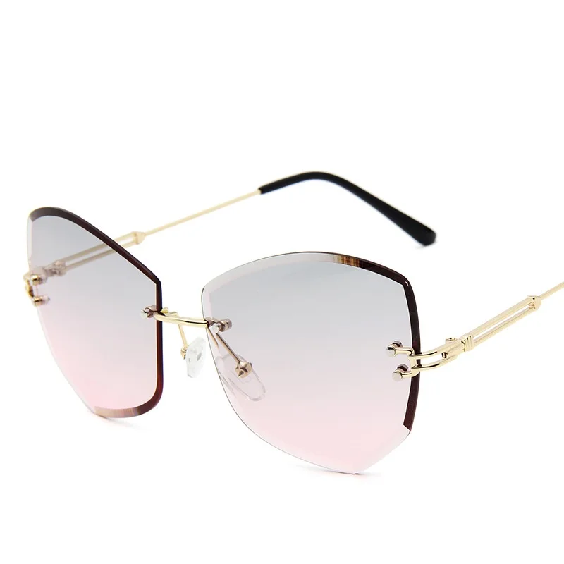 

2020 Fashion Luxury Rimless Square Metal Frame Sunglasses Women Retro Gradient Sunglasses Brand Designer UV400