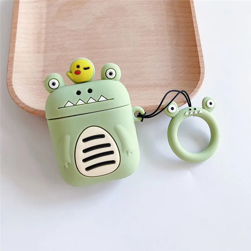 

Airpods1/2 Pink Green Cute Stereoscopic Cartoon Dinosaur Silicone Headphone Protective Cover Wireless Earphone Silica Gel Box