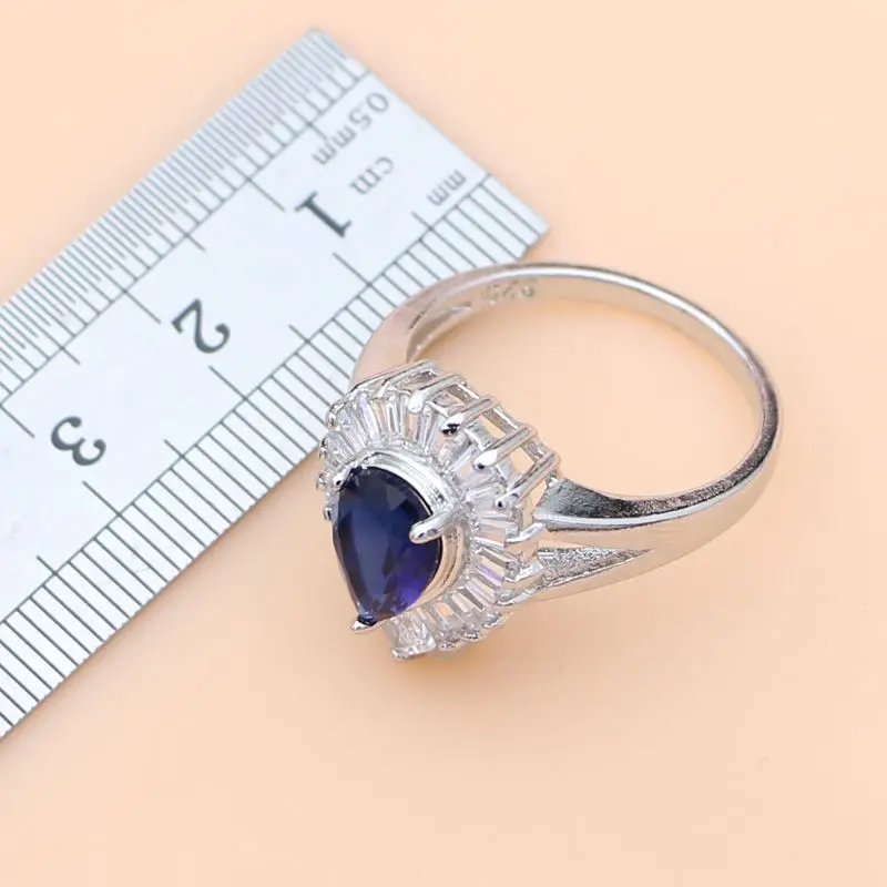 Женские Ювелирные наборы из серебра 925 пробы с голубым Сапфиром И белым топазом