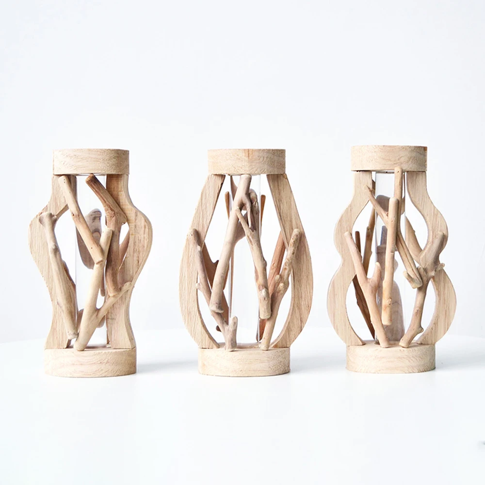 Деревянная ваза ручной работы декоративный цветочный горшок из массива дерева
