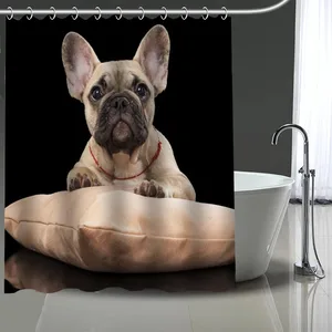 Французская душевая занавеска Bulldog, водонепроницаемая занавеска s, декор для ванной комнаты с крючками, индивидуальное изображение 180x200 см