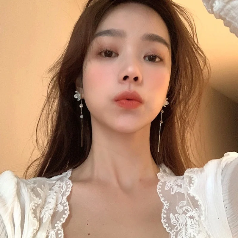 Женские длинные серьги-подвески в виде ракушек и цветов модные висячие серьги с