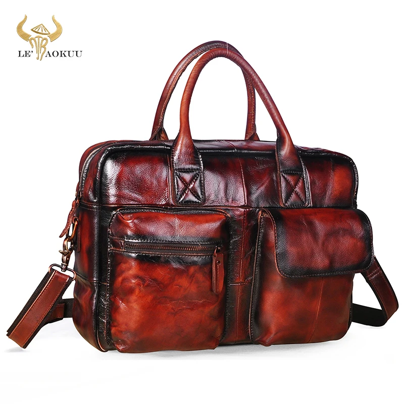 

Вместительный деловой портфель из натуральной кожи в стиле ретро, сумка-мессенджер, Мужской дизайнерский Дорожный Чехол для ноутбука, сумк...