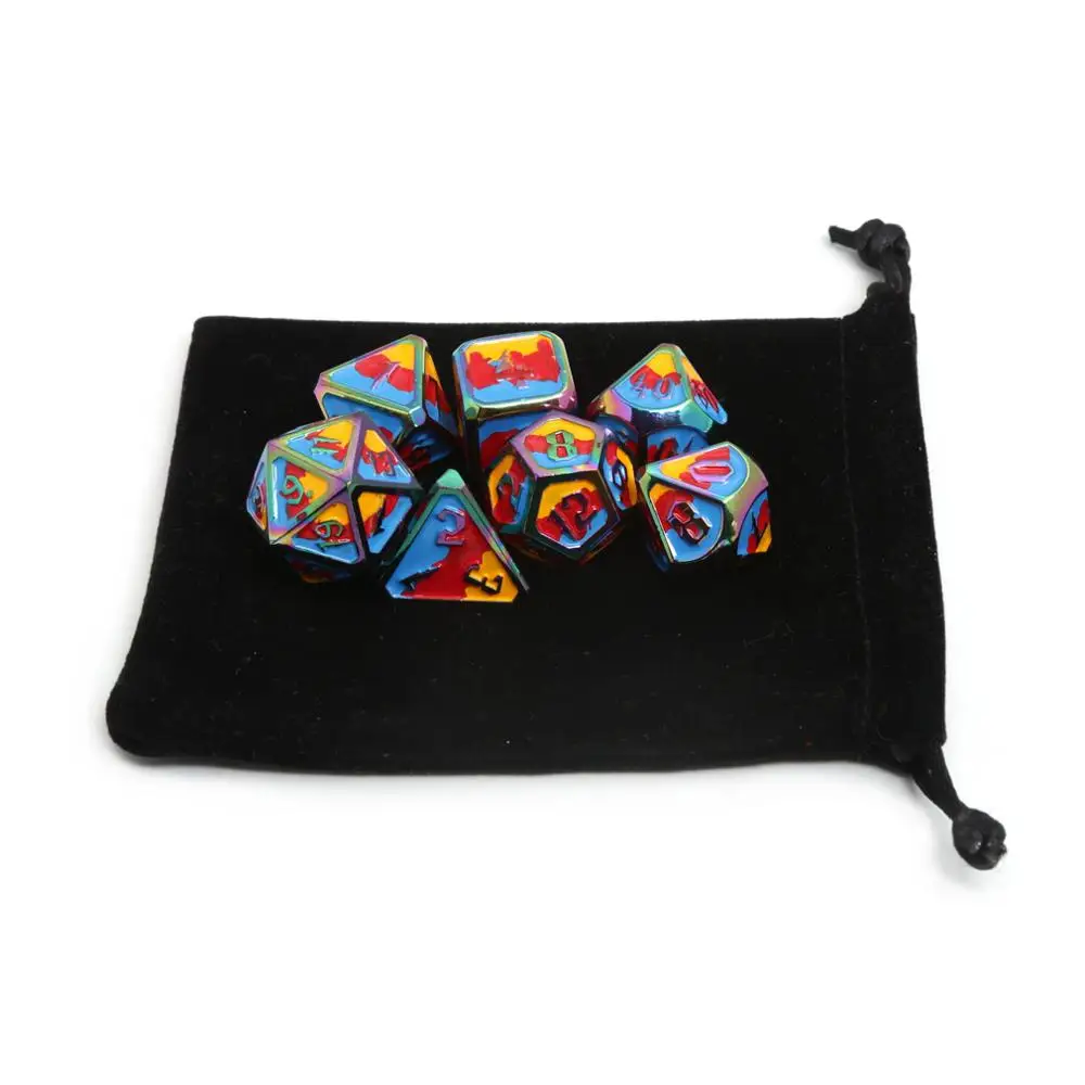 

Chengshuo dnd dice metal rpg set polyhedral d20 8 Wholesale blue table games Zinc alloy digital dice pattern