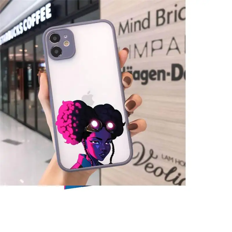 

Afro Girls Black Women Art Phone Cases matte transparent For iphone 7 8 11 12 plus mini x xs xr pro max cover